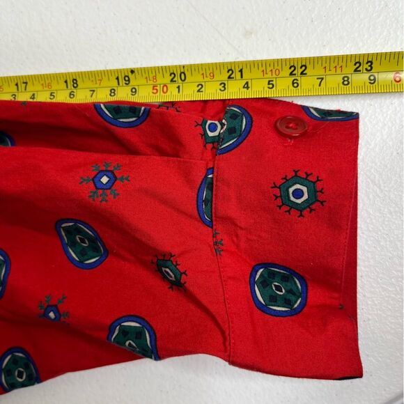 Vintage Essential Elements Red Geometric Button Front Long Sleeve Shirt Women 16 - Picture 11 of 12